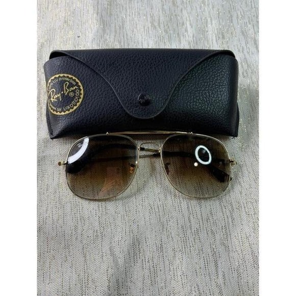 Ray-Ban sunglasses gold band light brown color main image 4